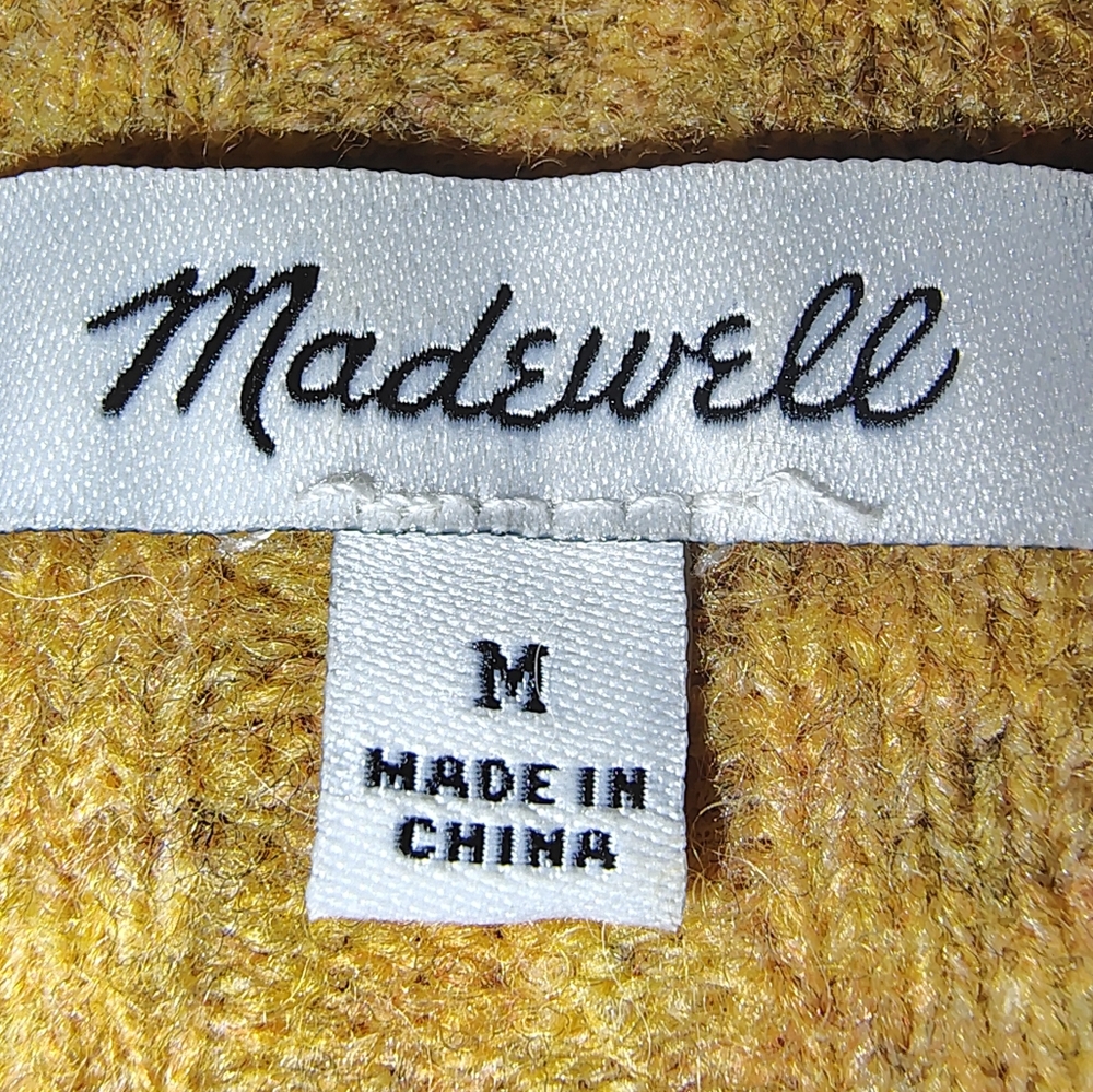 Madewell "Evercrest" Heather Mustard Mock Turtleneck Wool Blend Sweater Size M - Picture 6 of 9